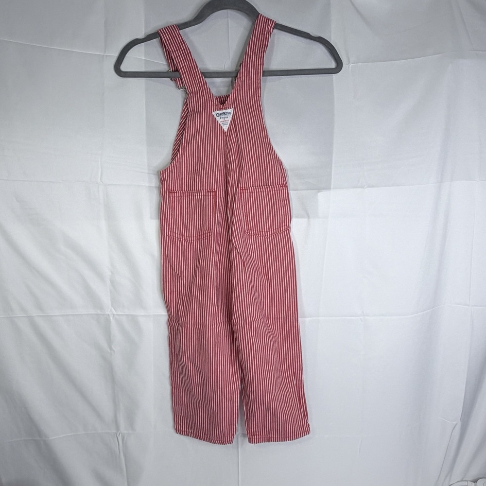 Vintage OshKosh B'Gosh Red & White Pinstripe Overalls The Genuine Article USA 4T - Picture 2 of 7